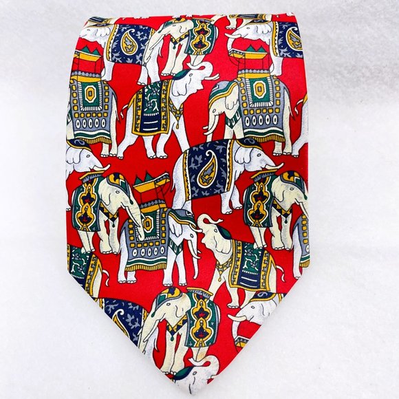 Rene Chagal Handmade Necktie Silk Circus Elephants Design L59" - Picture 10 of 14